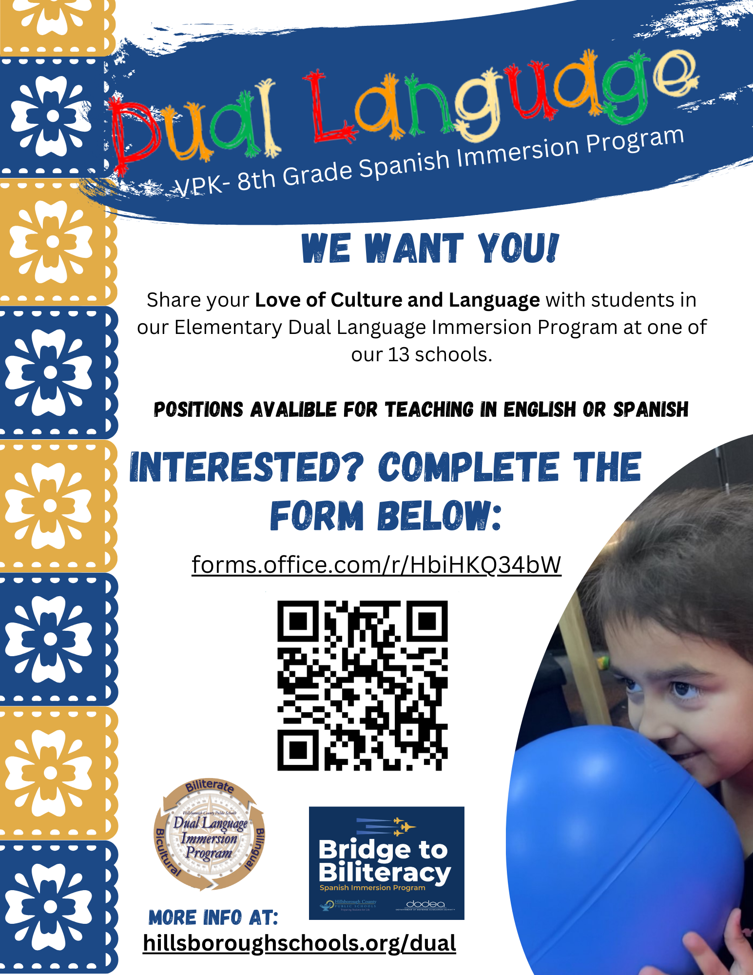 Apply as a Teacher in English or Spanish